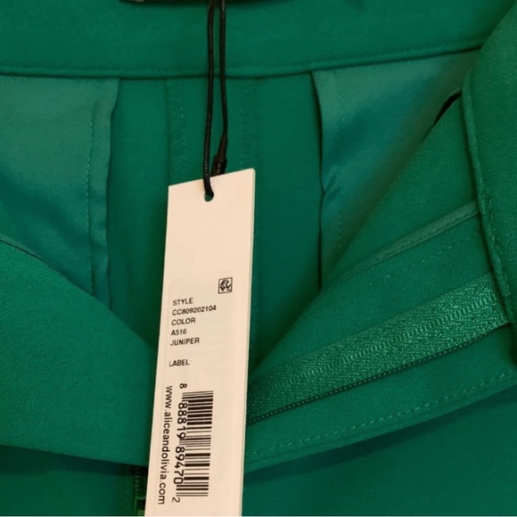 Alice & Olivia Dylan green juniper trouser pant - Picture 4 of 6